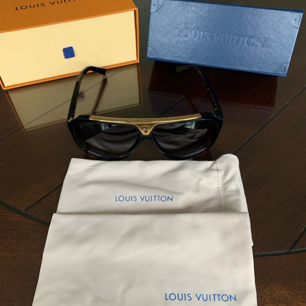Black and Gold Louis Vuitton Sun Glasses